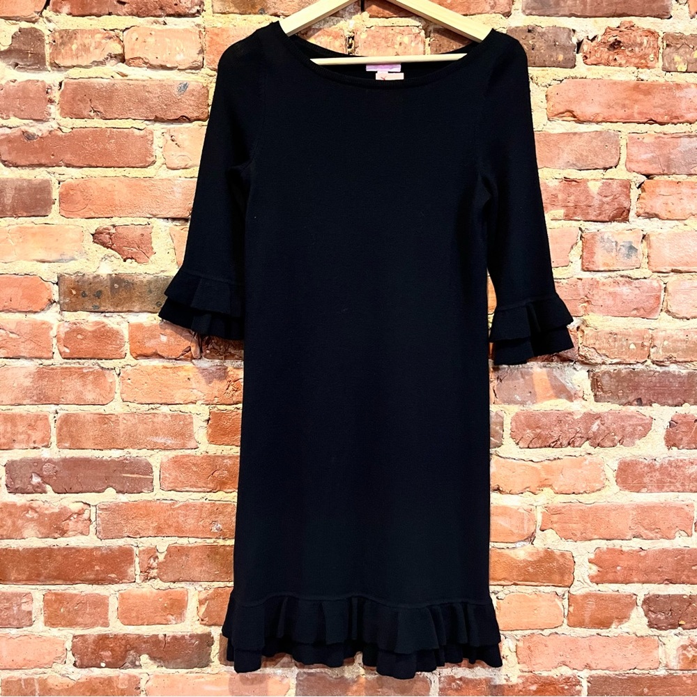 Lilly Pulitzer Helena Dress 100% Merino Wool Black Size Small